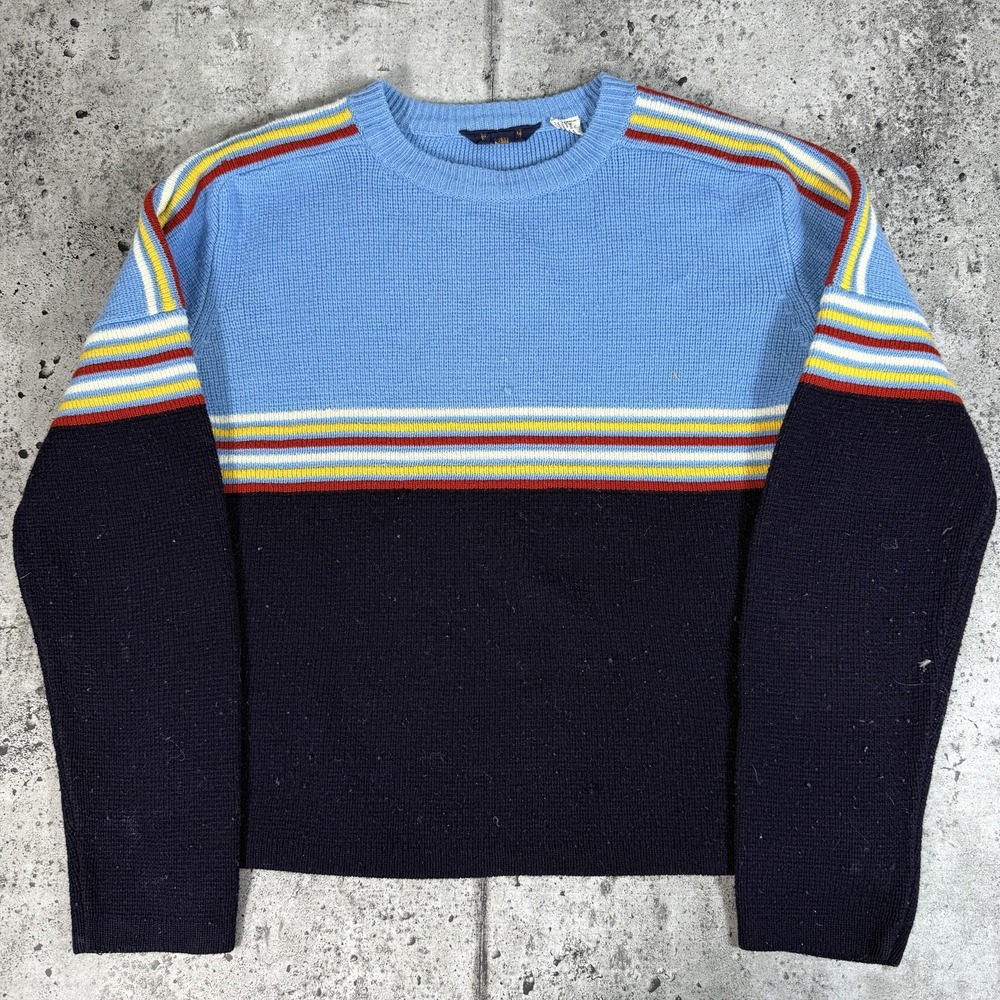 Vintage Lord & Lord Sweater Mens Medium Blue Stripe Crewneck Pullover 80s 90s